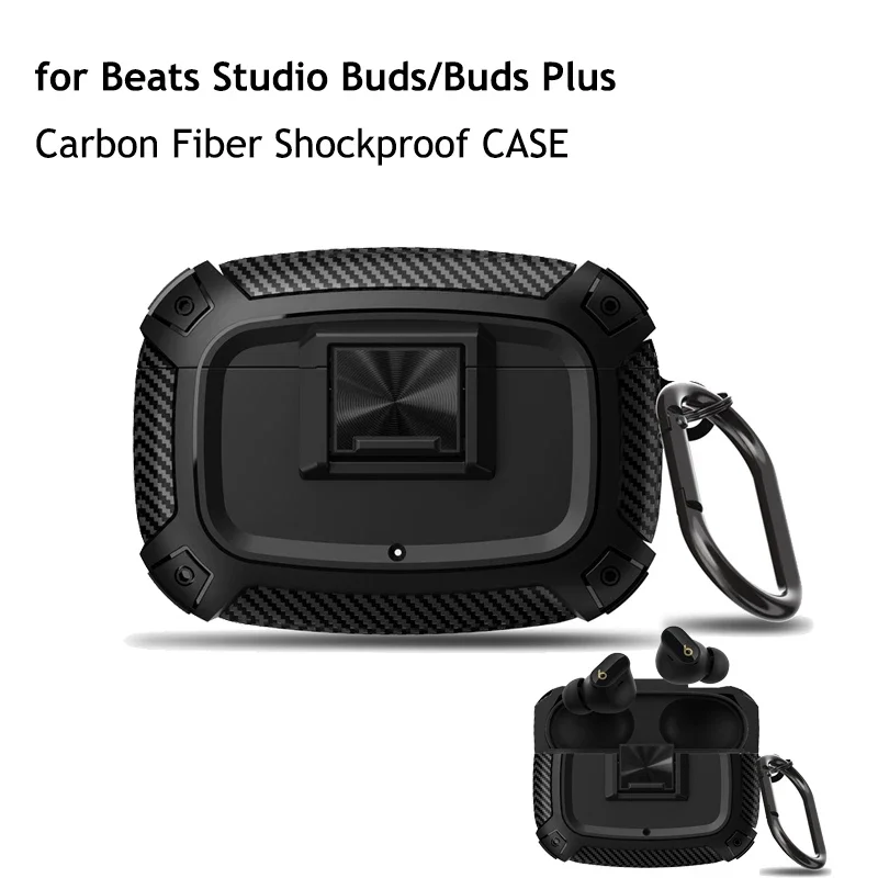 For Beats Studio Buds Plus Case Carbon Fiber Shockproof Case for Apple Beats Studio Buds Buds+ Case Safety Lock Cover Funda Capa