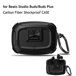 Étui antichoc en fibre de carbone pour Apple Beats Studio Buds Plus, couvercle de verrouillage de sécurité Funda Capa