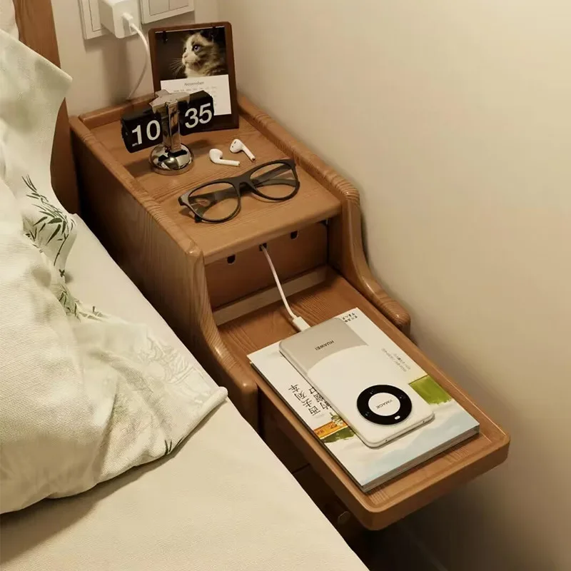 Solid Wood Bedside Table, Locker, Small Simple Modern Bedroom, Mini Extremely Narrow Bedside Table