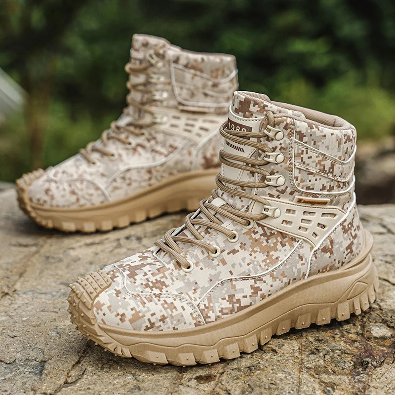 Men's High Top Wear-Resistant Hiking Boots Outdoor Functional Off-Road Shoes Breathable Comfortable Sports Footwear