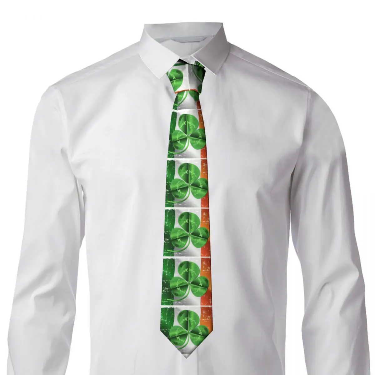 Classic Irish Shamrock Ireland Flag Neck Tie Men Custom Silk St Patricks Day Necktie for Business Gravatas