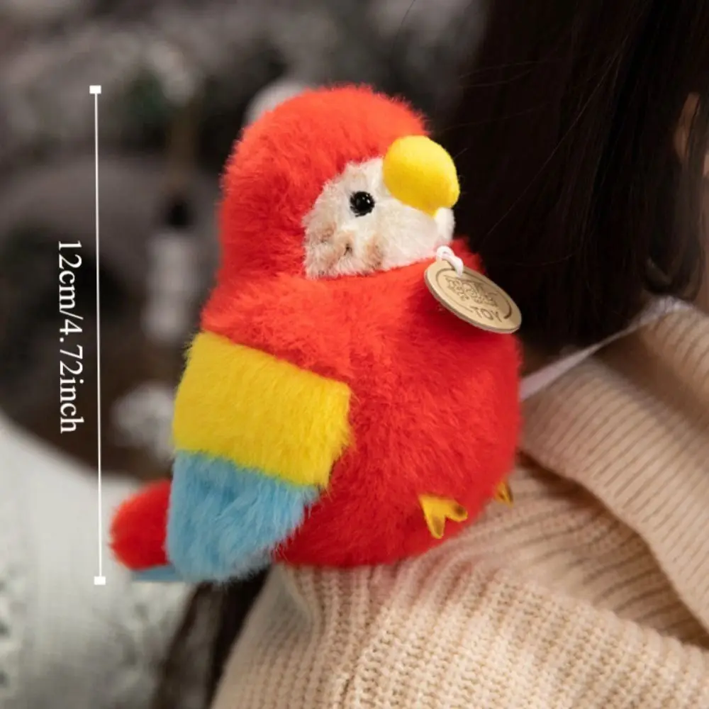 Simulazione pappagallo ciondolo in peluche ciondolo borsa peluche animali uccelli cinturino a scatto cartone animato Kawaii animali a spalla in piedi giocattolo per bambini