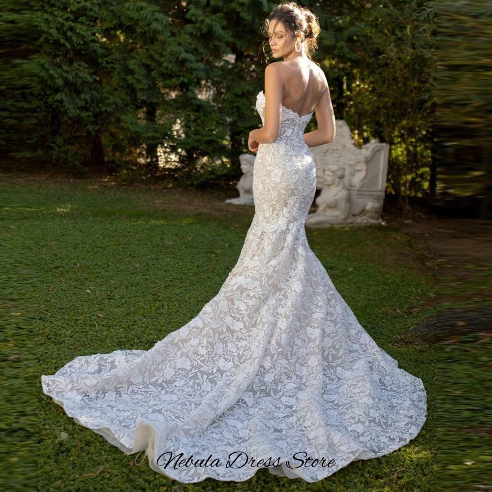 Modern Sweetheart Sleeveless Robe de mariée Customized Elegant Mermaid Lace Wedding Dress Charming Appliques Vestido De Novia