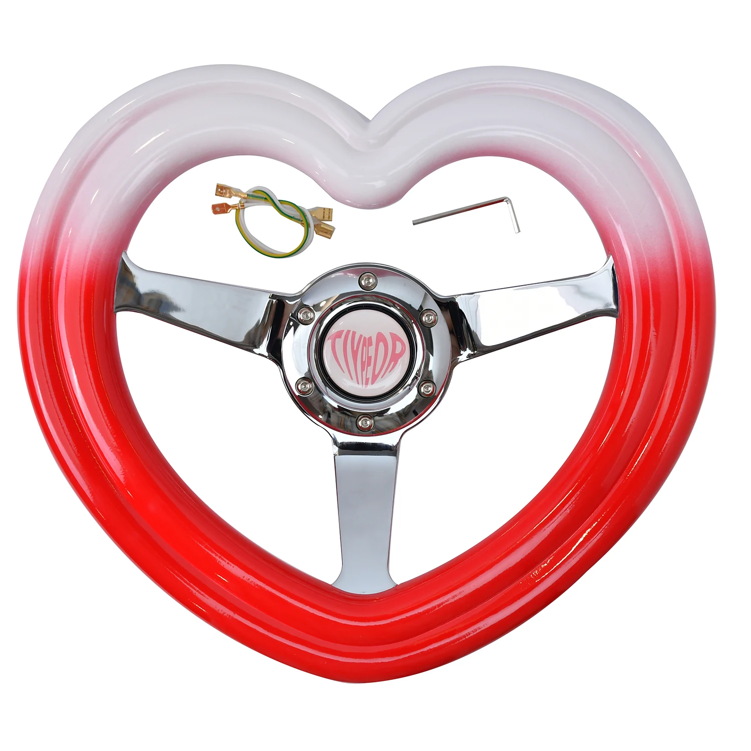 TIYPEOR 320mm Heart-shaped Universal Car 40mm Deep Car Steering Wheel with Hole-free Bracket