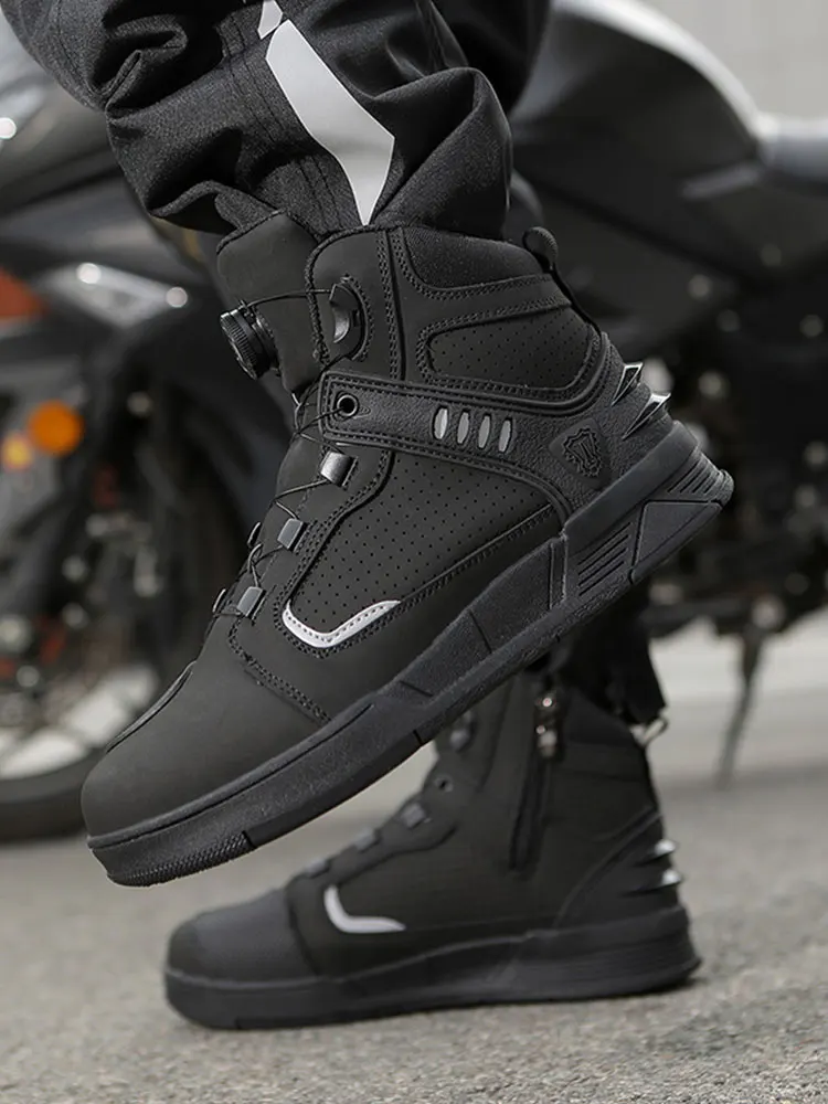 AliExpress WJTKJ Cowhide Motorcycle Boots Men Leather Breathable Anti Slip Motorbike Cycling Shoes High Quality Men's Motocross Protective Boot