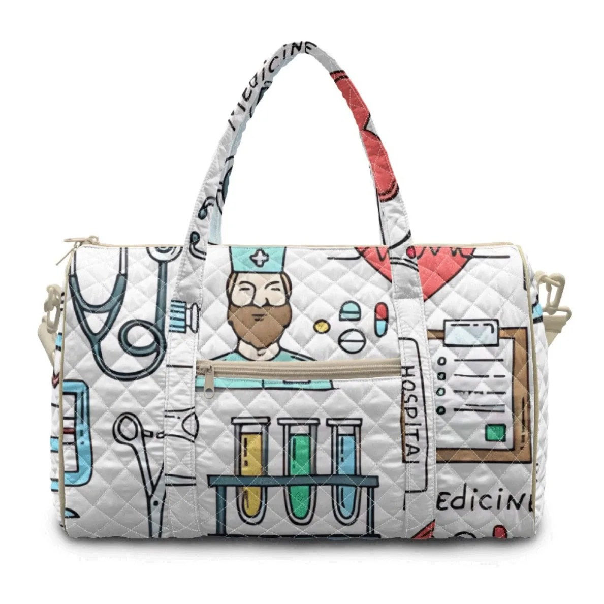 wear-resistant-quilted-medical-print-travel-bag-crossbody-handbag-for-commuting-and-independent-stations-fashionable-polyester