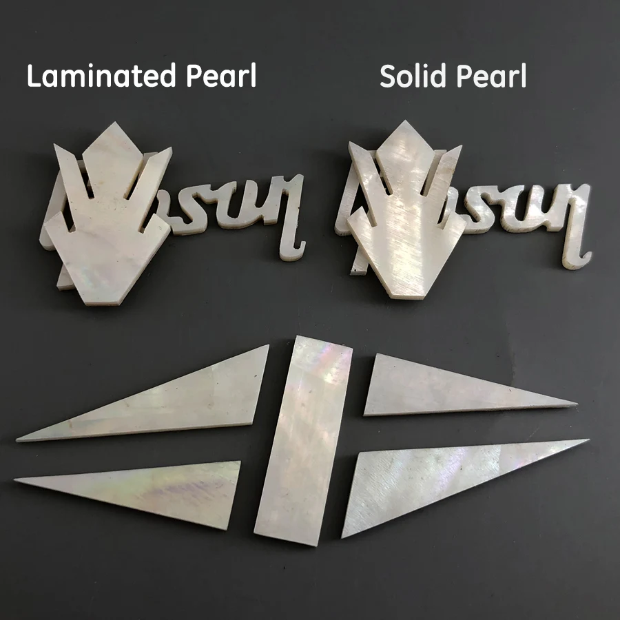 Logotipo incrustado en la cabeza de la guitarra Crown Diamond de 2.0 mm de grosor, laminado en perla o perla sólida de una sola pieza.