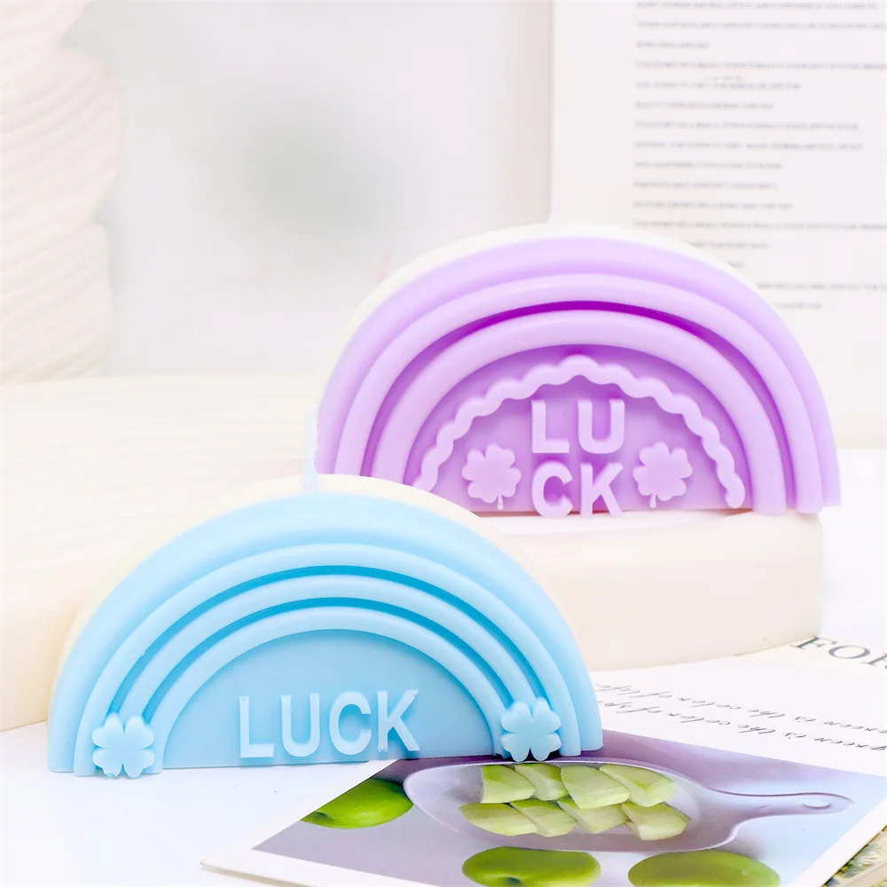 قوس قزح قوس الحب أربع أوراق البرسيم شمعة معطرة قالب من السيليكون الناشر المسطح الجص قوالب الشموع الزخرفية لصنع الشموع
