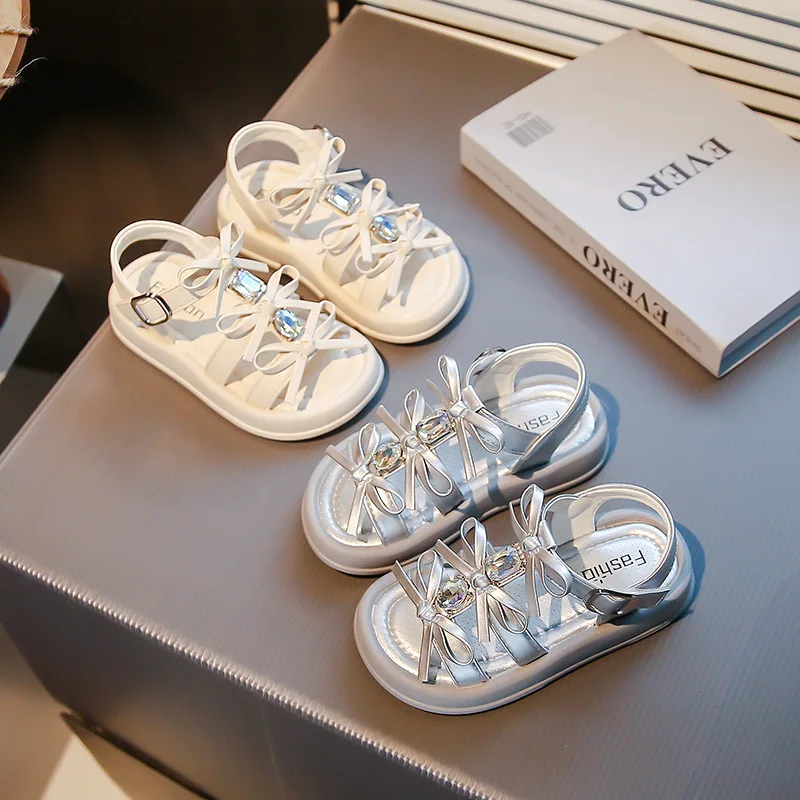 Girl Sandals Summer New Kids Fashion Hollow-out Causal Shoes Princess Versatile Sweet Bowknot Children Open-toe Beach Sandals