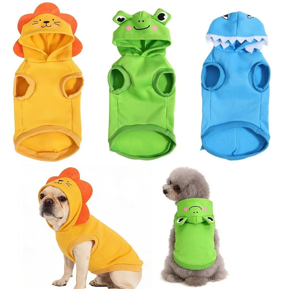 

Cartoon Funny Animals Frog Cosplay Dog Hoodies Shark Lion Thicken Pet Dog Hoodie Lovely Style Comfortable Dog Sweatshirt Outdoor