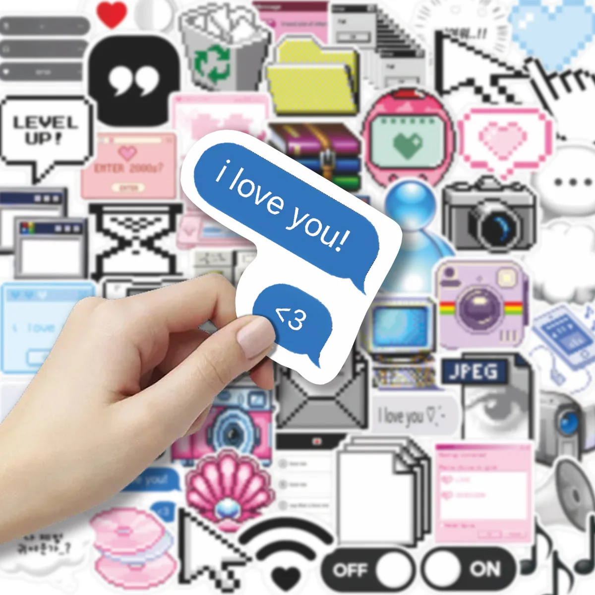 52 قطعة مضحك البرمجة الإنترنت التعبيرات ملصقات بكسل الشارات للهاتف المحمول حقيبة دفتر سكيت ملصقات مقاومة للماء #3