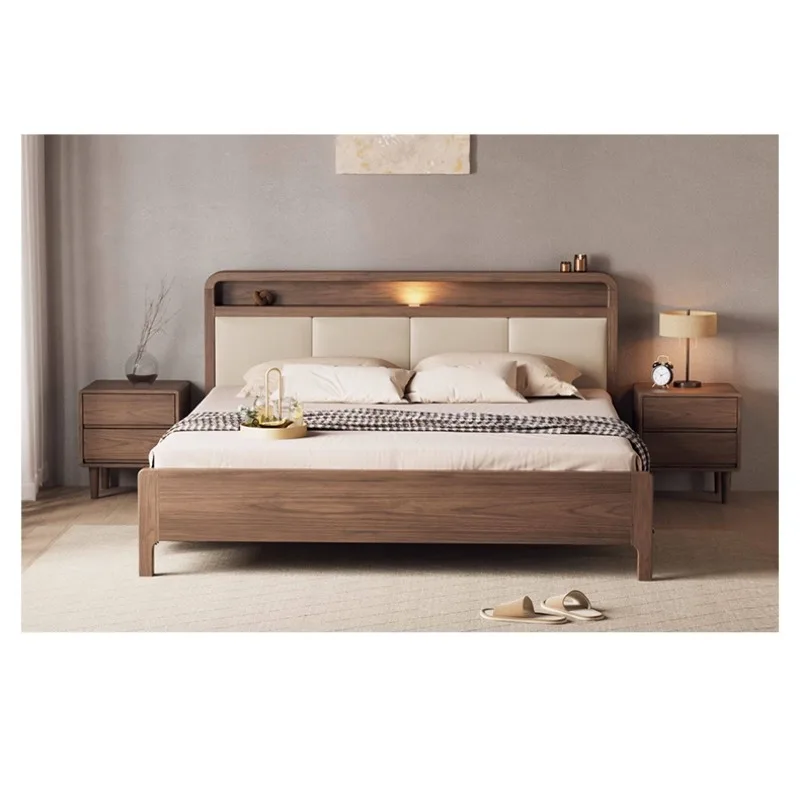 

Solid wood bed 1.8 Master bedroom double bed air pressure high box storage bed