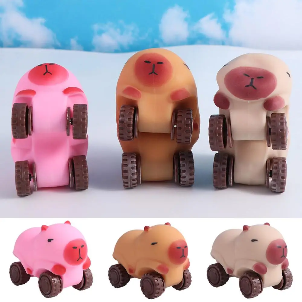 Stretchable Car Capybara Squeeze Toy High Elasticity Elongate Capybara Fidget Toy with Wheel Kneading Cute Pinch Toy Children