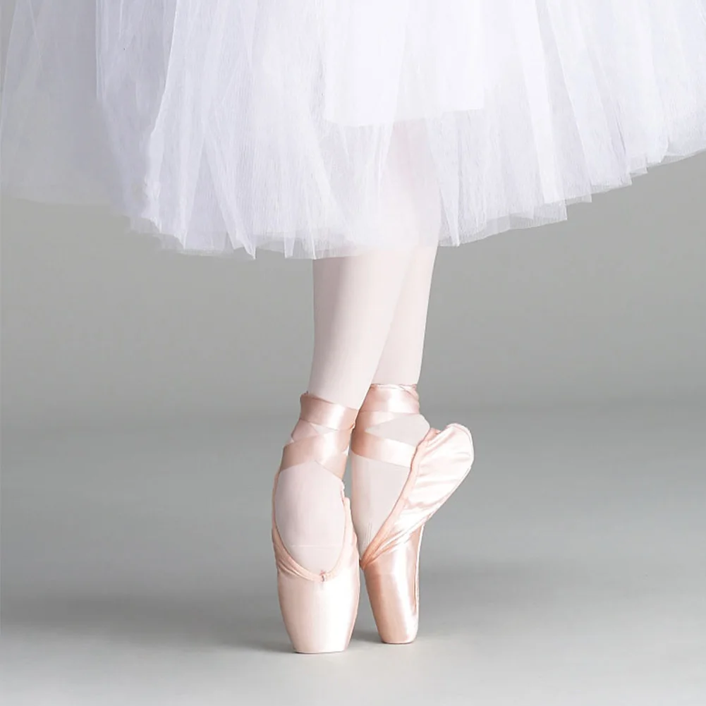 Child Adult Ballet Shoes with Ribbons Satin Girls Ballerina Ballet Pointe Shoes Practise Ballerina Shoes Women Dance Shoes