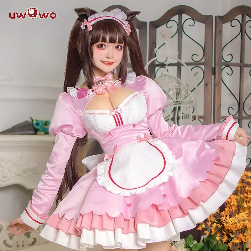 In stock uwowo Chocola cosplay maid dress Vol.4 costume chocolate/vanelaa cute pink dress girl Halloween costume outfits