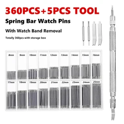 360PCS Watch Pins Spring Bar With 5PCS Watch Strap Tool Link Remover Kit For Watch Repair and Watch Band Link Pins Removal