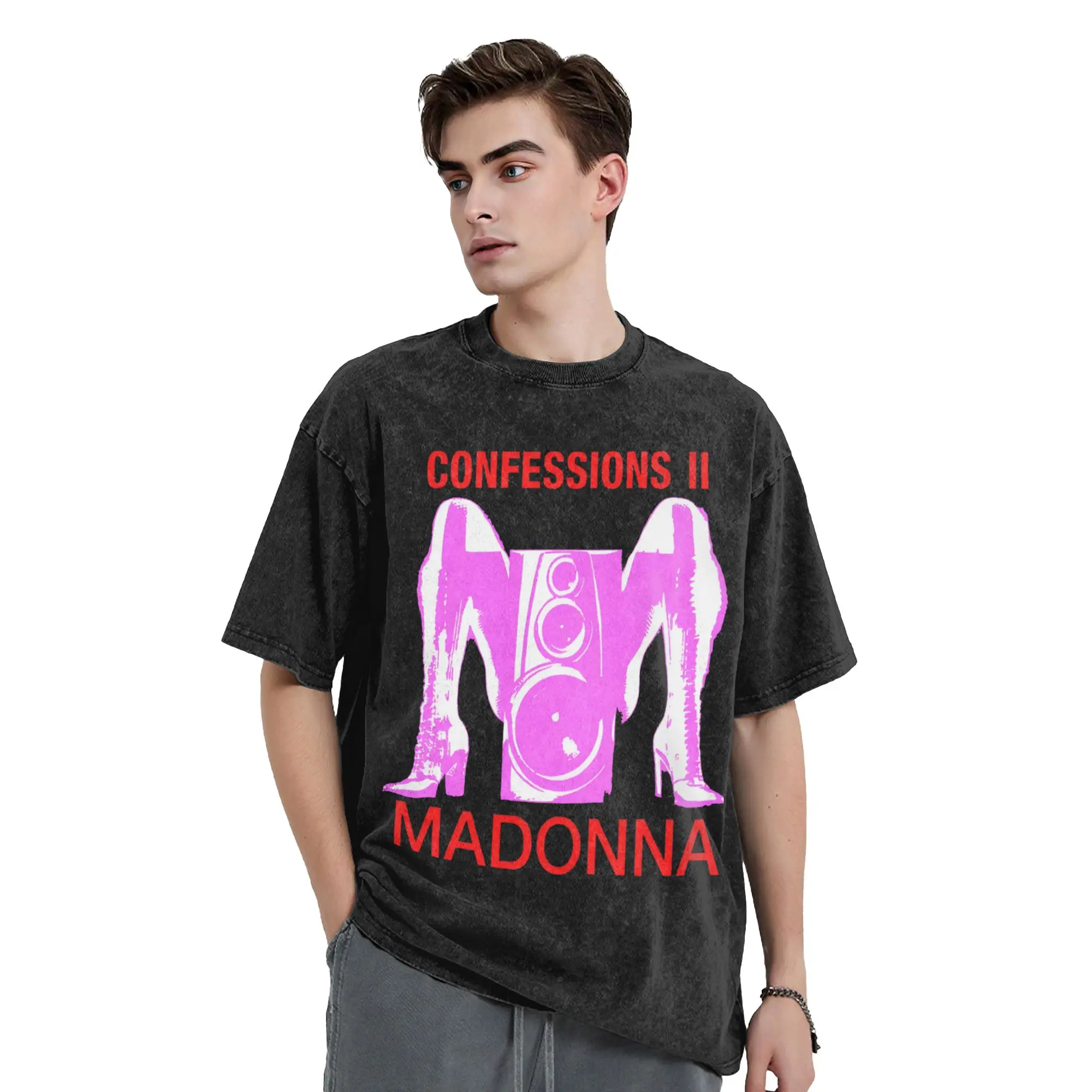 Washed T Shirt M-Madonna Confessions II Singer Novelty T-Shirt Oversize  Streetwear 100% Cotton Summer Tops Tee Shirt