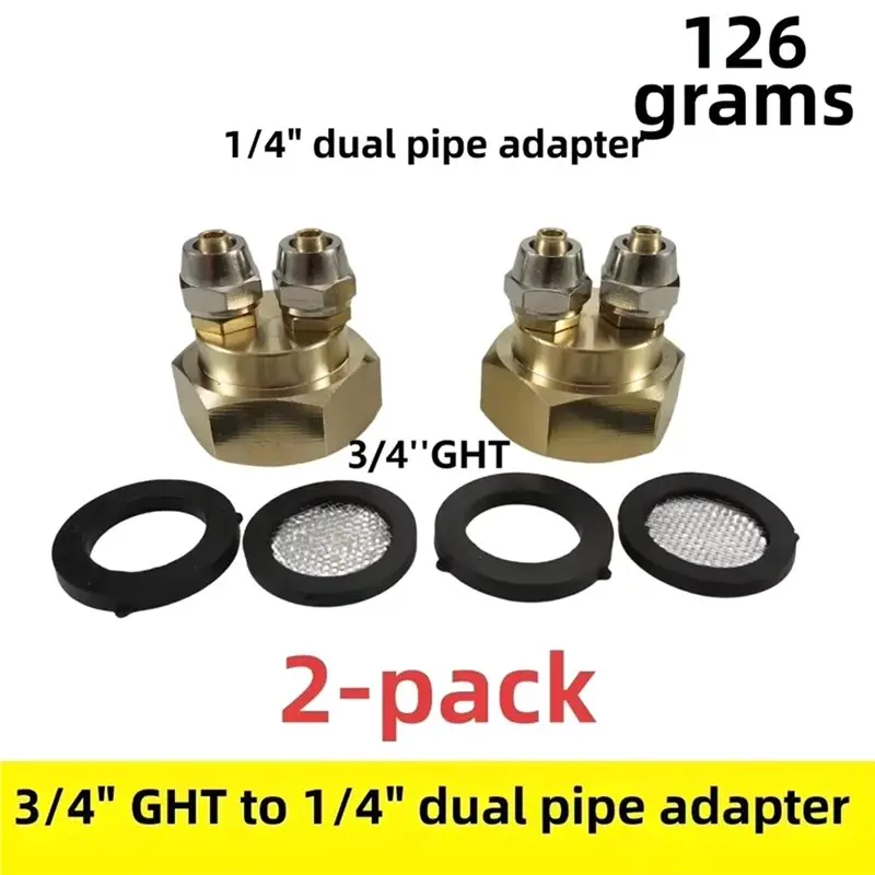 M11K-2 Set 3/4 GHT Female To 1/4 Double Barb Adapter Garden Hose Barb Connector For Drip Irrigation Tubing Hose Pipe