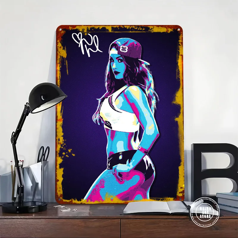 Nikki Bella Poster Customized Vintage Metal Signs Wall Art Retro Tin Plaque for Fans Gaming Room Decoration At Home Coffee Bar