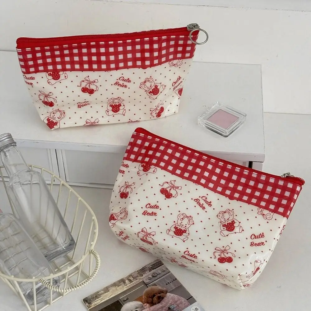 

New Cherry Makeup Bag PVC Waterproof Cosmetic Pouch Large Capacity Cartoon Pattern Travel Storage Bag