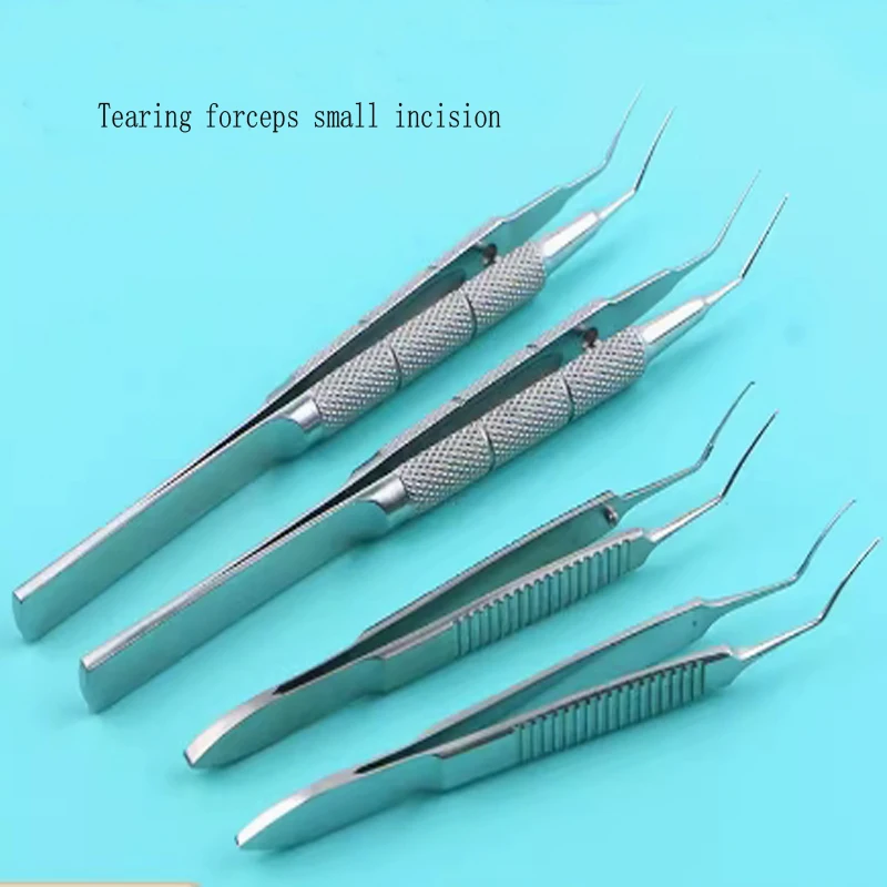 Aço inoxidável rasgando Fórceps para Oftálmica Microsurgical Instruments, liga de titânio, ângulo curvo, Haff, 1.8mm