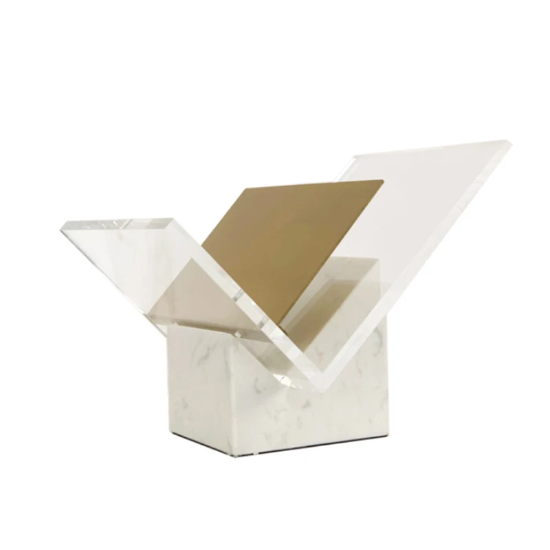 

Marble bookshelf modern marble acrylic bookshelf book newspaper ornament stand soft decoration