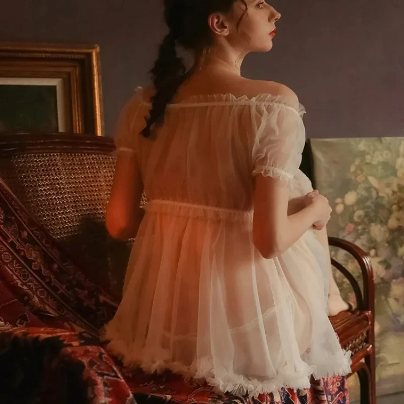 لطيف وحلو مثير الملابس الداخلية منامة انظر من خلال فستان النوم شفافة استفزازية خالية من إغراء العاطفة دعوى 2 قطعة