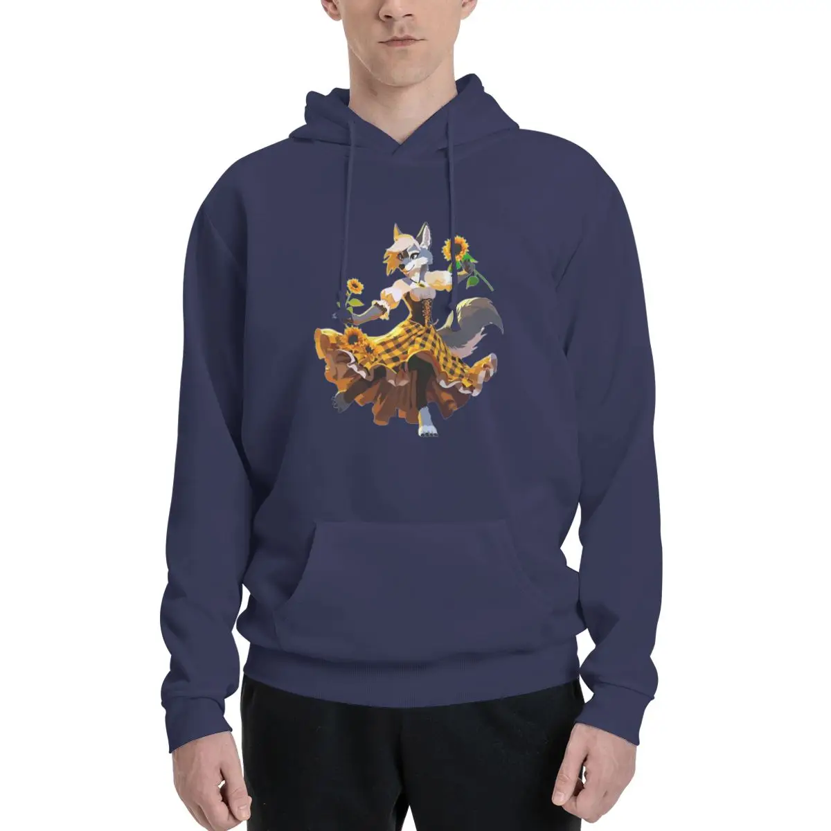 

Dancing Wolf Girl Men's Polyester Fleece Hoodie - Cozy and Versatile, Great for Layering in Cold Weather and Casual Use