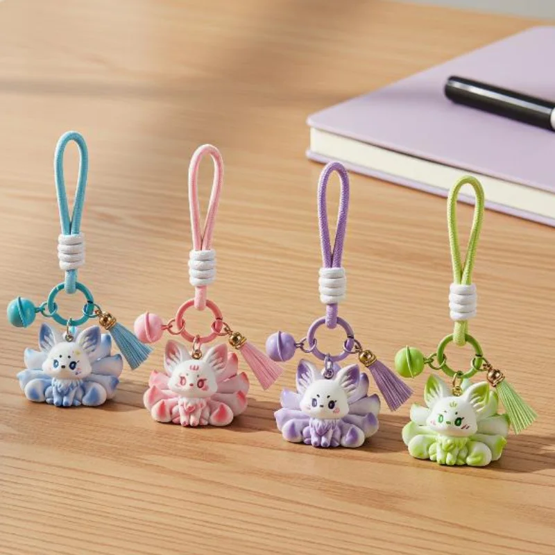 1Pcs Nine Tailed Fox Pendant Resin Handicrafts Car Ornaments Hanging Decoration Cute Figurines Couple Friend Birthday Gift