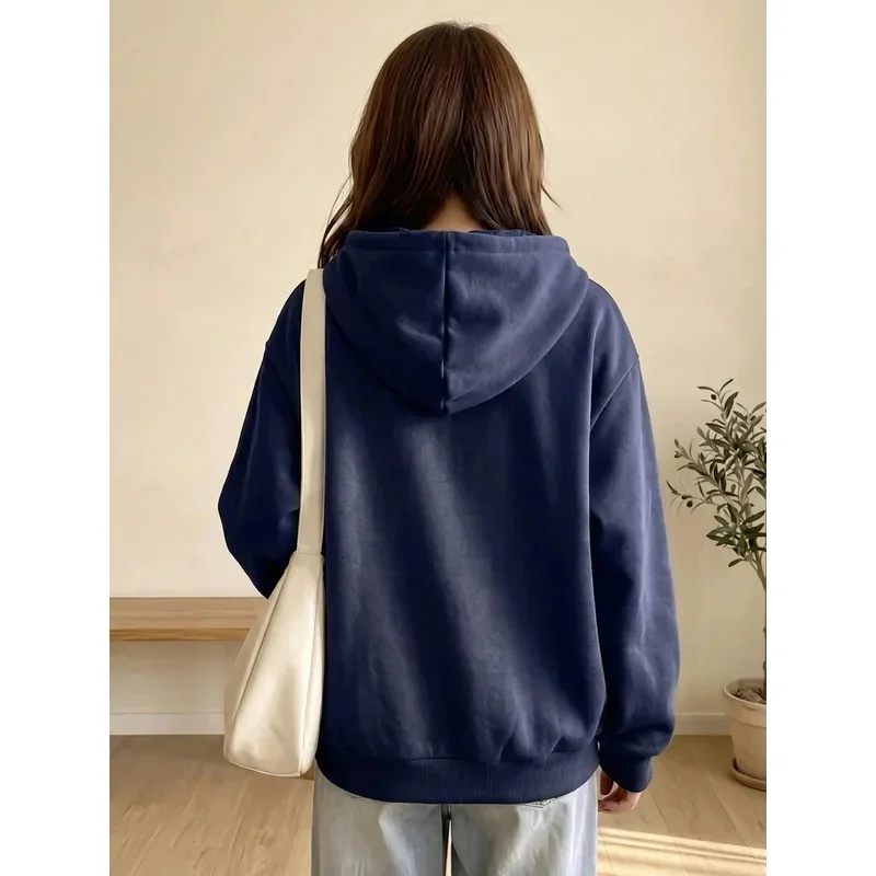 Girls Full Zip Hooded Sweatshirt Geometric Triangle Print Loose Hoodie Christmas Outerwear With Pockets