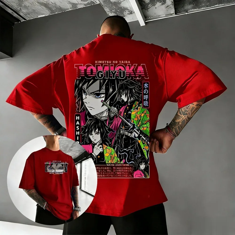 Ghost Slayer Blade Giyu Tomioka Unisex puur katoenen T-shirt 2026 zomer anime print losse casual ouder-kind korte mouwen top