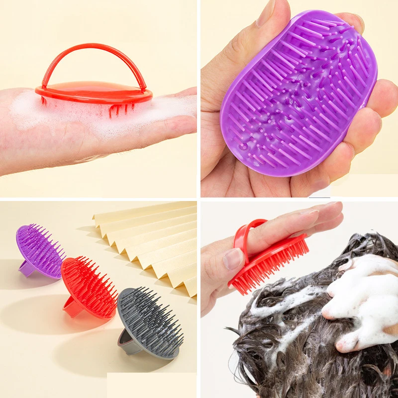 Hair Scalp Massager Shampoo Brush Soft Silicone Barber Comb for Wet Dry Curly Straight Long Short Men Women Kids Hair Care Tools