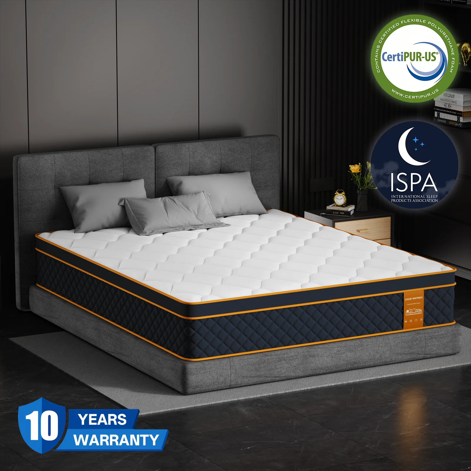 CD01 Matras, 7 zones, H3 hardheid met ademende 3D-stof, adaptief schuim en dubbelzijdig ontwerp voor comfort het hele jaar door