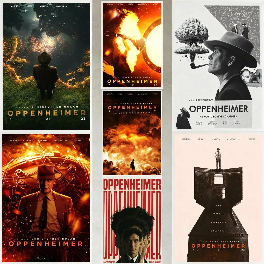 movie Oppenheimer Poster Poster HD Waterproof Self-adhesive Art Print Wall Decor for Bedroom Living Room Gift