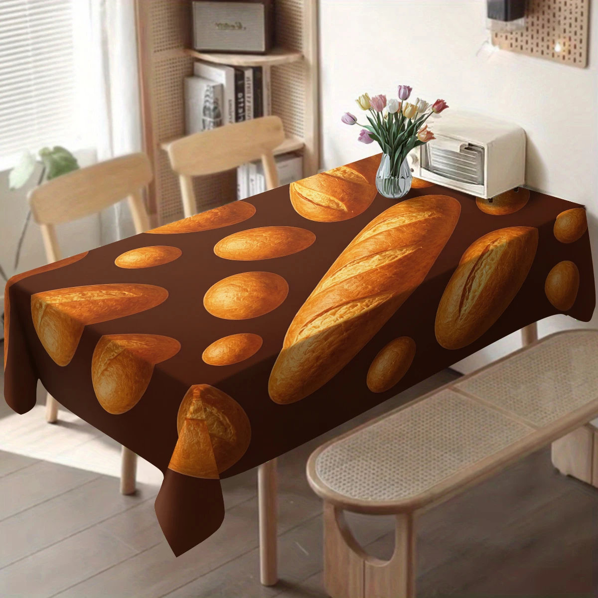 Novel UFO & Desert Cactus Pattern Polyester Tablecloth - Creative Table Cover for Home Dining Room, Interesting Table Decoration
