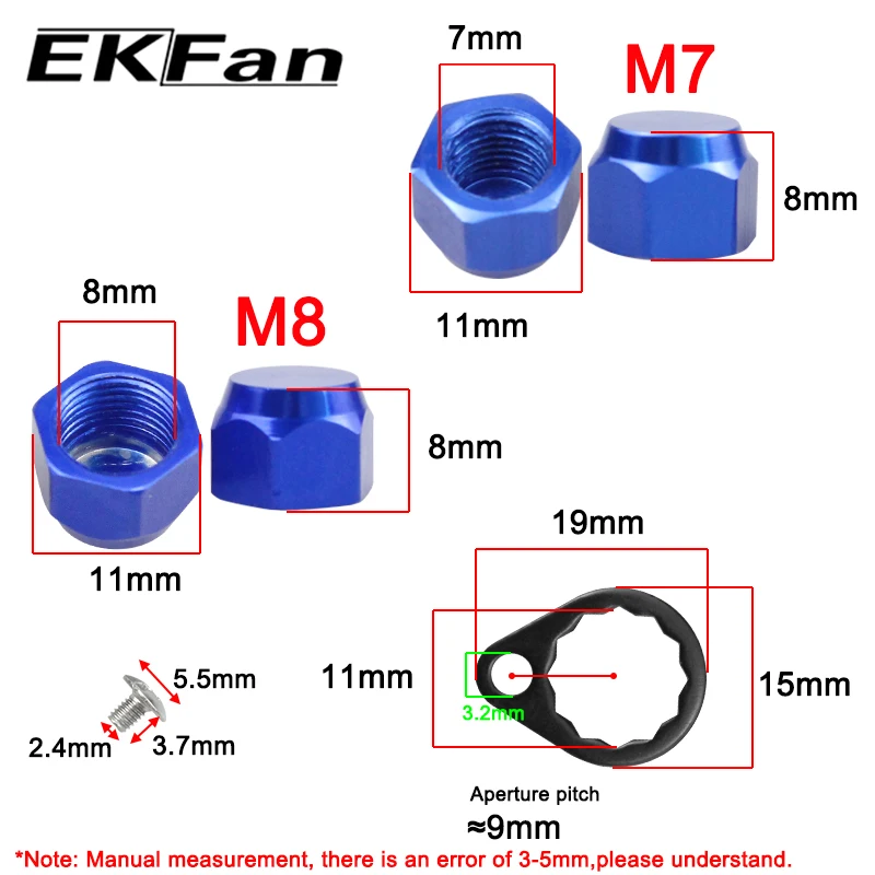 EKfan M8 daiwa M7 Shimano Left / Right Hand Nut With Black 15MM Lock washers and screws For Baitcasting Fishing Reel DIY parts
