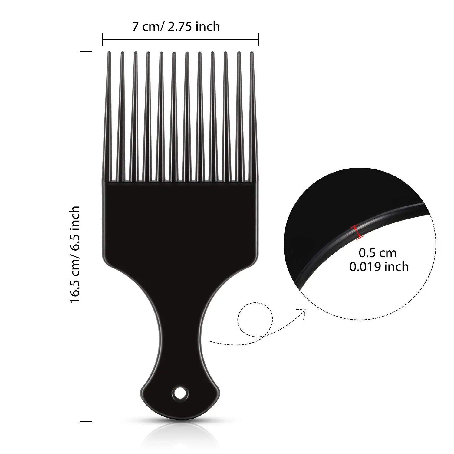 6 Pcs Afro Hair Picks for Men Women, Natural Curly Hair Comb(Black)