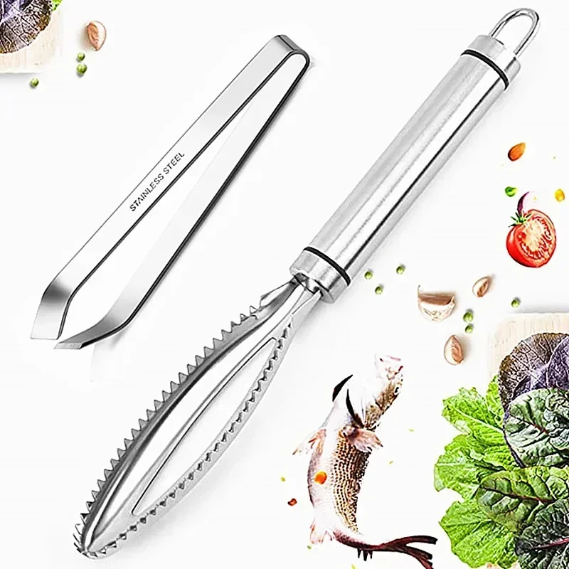 1/2pcs Fish scale cleaner Scraper  Stain fish scale scraper  tweezers tool Kitchen accessories Fish scale scraper