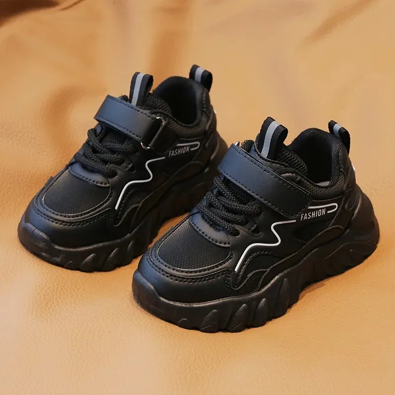 

Spring Autumn Children Soft Soled Casual Dad Shoes Boys Mesh Non Slip Versatile Sneakers Girls Solid Color Velcro White Shoes