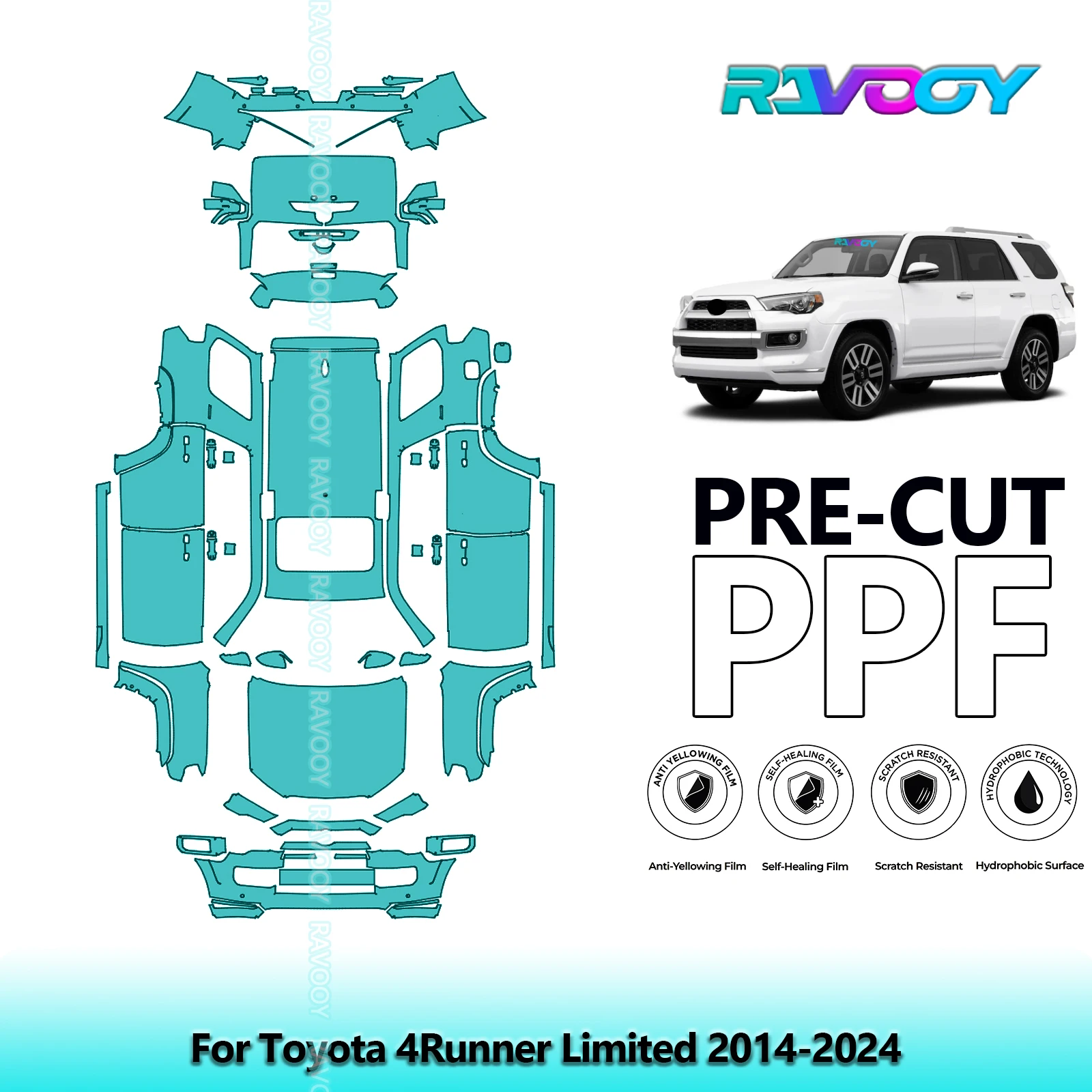 

Car Precut PPF Paint Protection Film Full Vehicle For Toyota 4Runner Limited 2014-2024