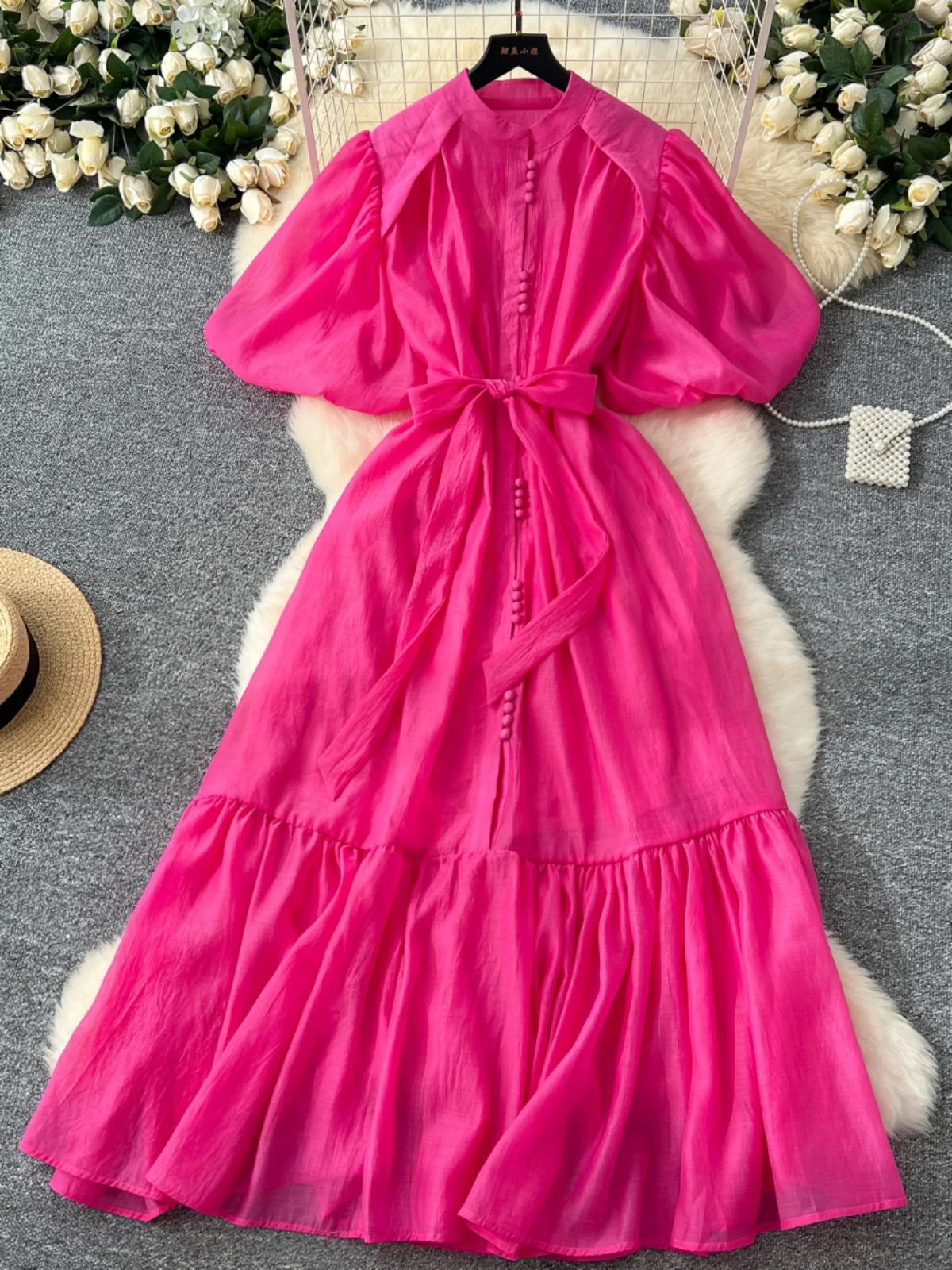 Faionable Lantern Sve Belted Single Button Dr + Ondergoed Tank Lange Rok Set Hoge Taille A-lijn Koreaanse Sle Pendelen
