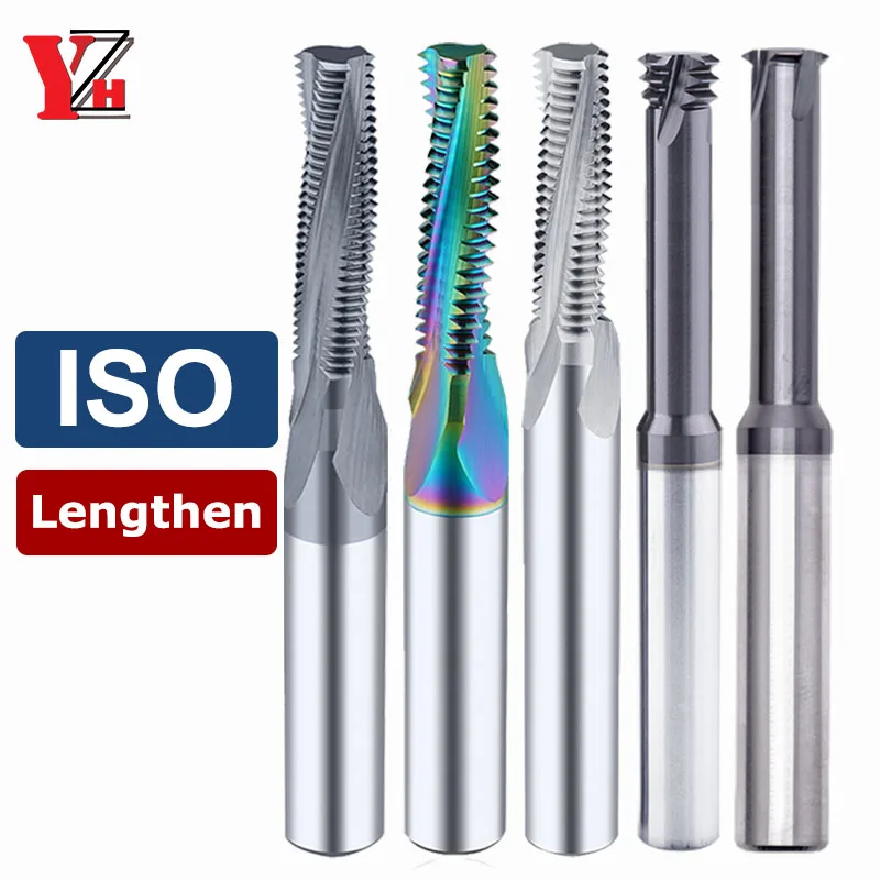 

YZH Lengthen Thread Milling Cutter HRC60 1/3/Full Tooth ISO CNC For Steel Aluminum M1.6 M2 M2.5 M3 M4 M5 M6 M8 M10 M12 M14 M16