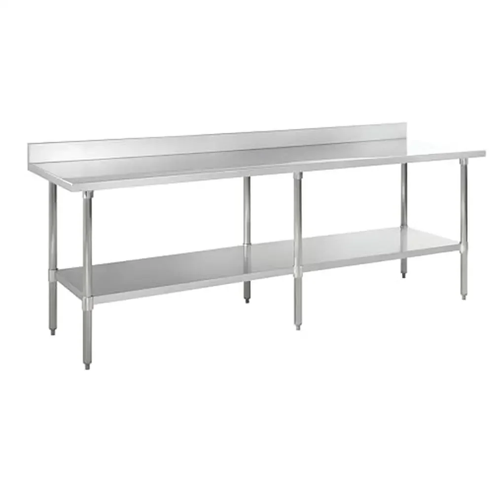 Commercial Stainless Steel Kitchen Work Table with Backsplash and Undershelf 96x24 NSF Certified Worktable