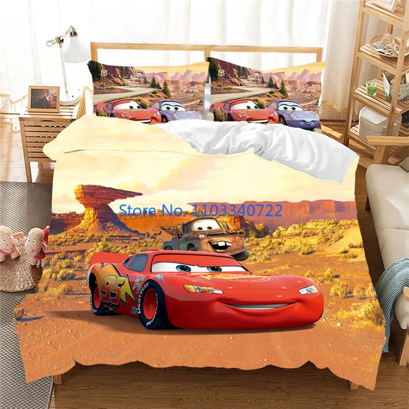 Imagem -05 - Cartoon Bedding Conjunto For Kids Anime Duvet Cover Grupo Red Lightning Mcqueen Car Decoração do Quarto Roupa de Cama Twin Single King Size