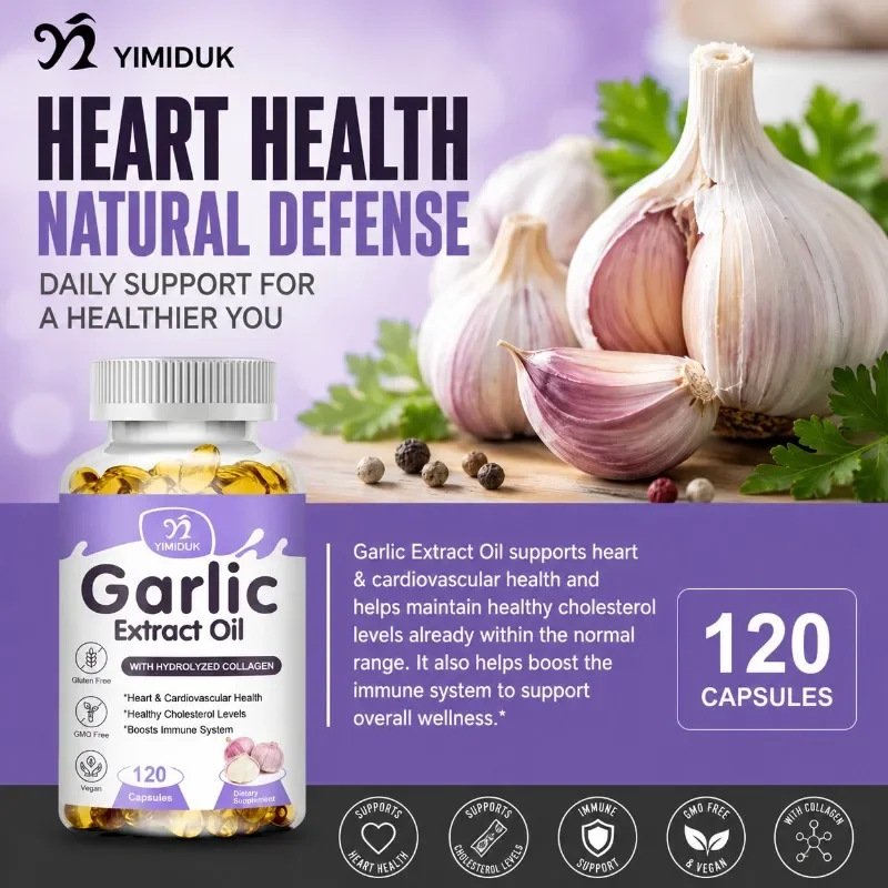 Natural Garlic & Collagen Supplement, with Tomato & Collagen Complex, Support Heart, Strengthen Immunity & Promote Skin Wellness