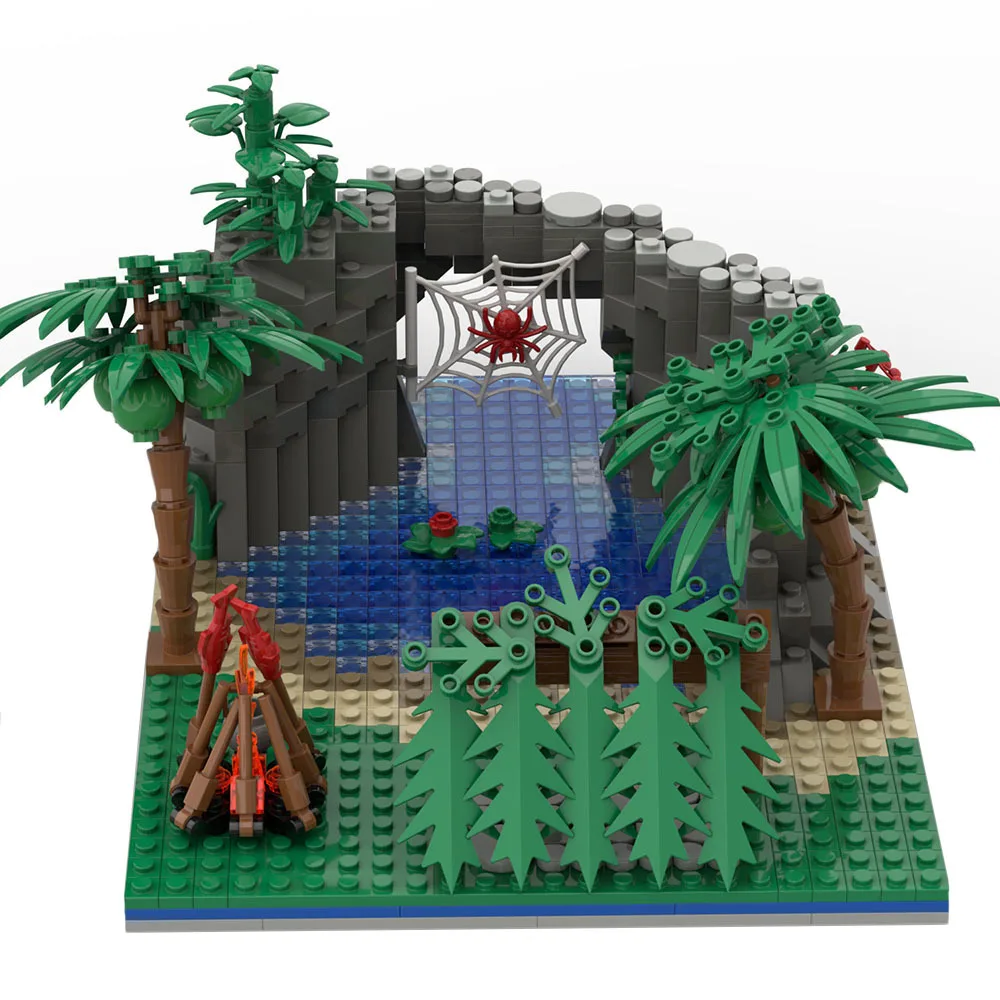 Survival in the Wilderness Rock forest river bottom plate building blocks set Girl Boys Little Garden Assemble Bricks toys