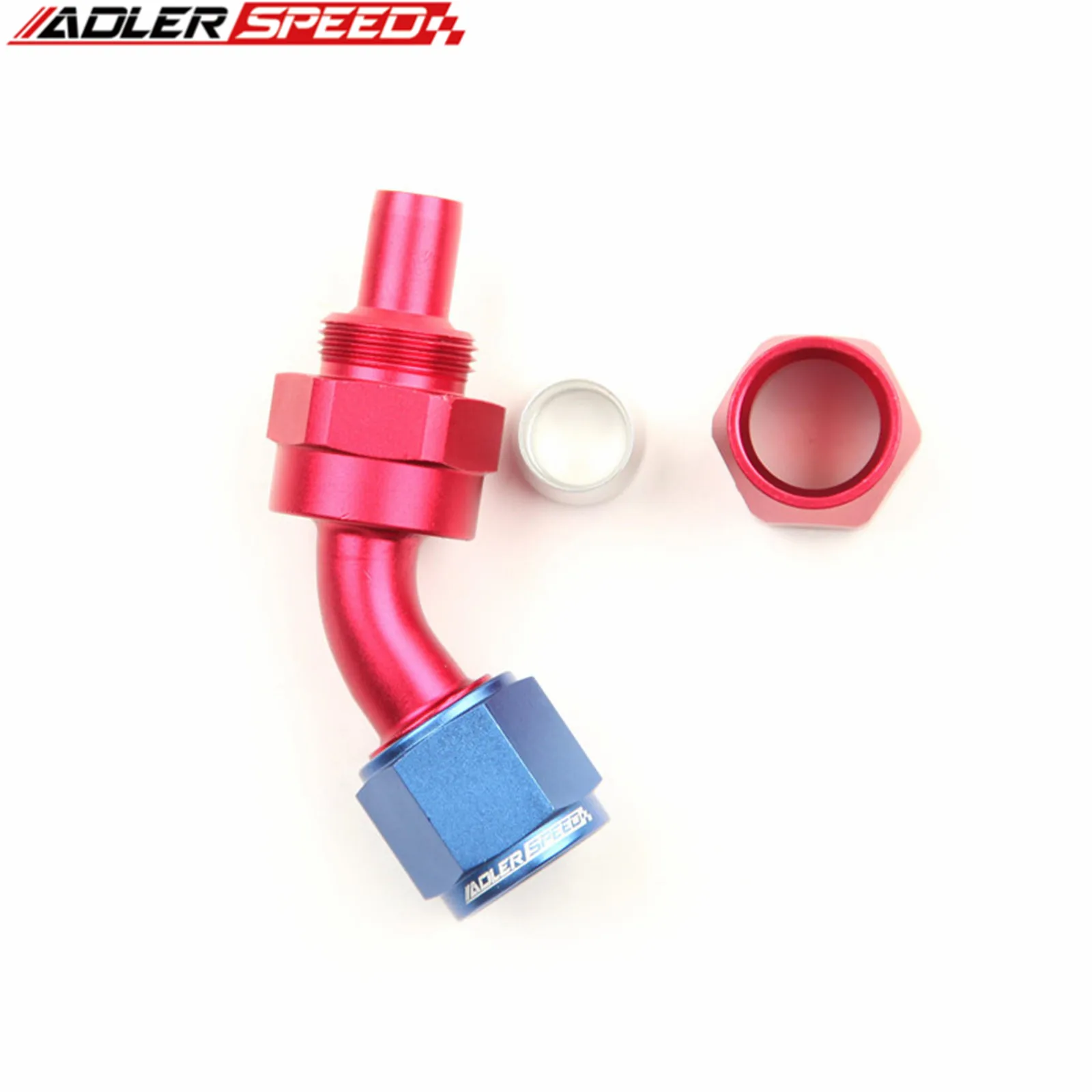 PTFE AN4 AN6 AN8 AN10 AN12 30 45 60 120 150 DEGREE REUSABLE SWIVEL PTFE HOSE END FITTING