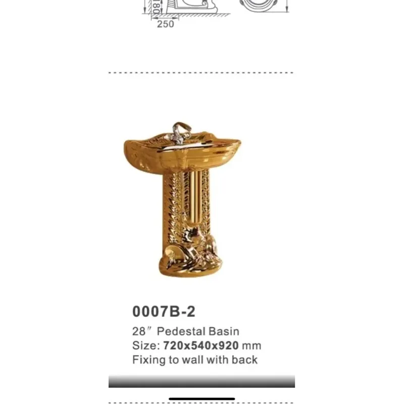 

0007B-2 Sanitary ware ceramic bathroom pedestal basin Rose gold customed inside rose gold