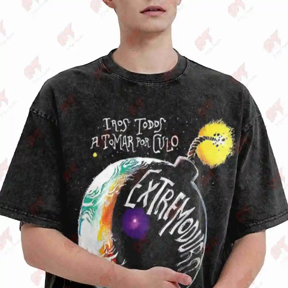Extremoduro Vintage Rock Band Gothic Y2K Vintage Washed Tee Pure Cotton T-Shirt