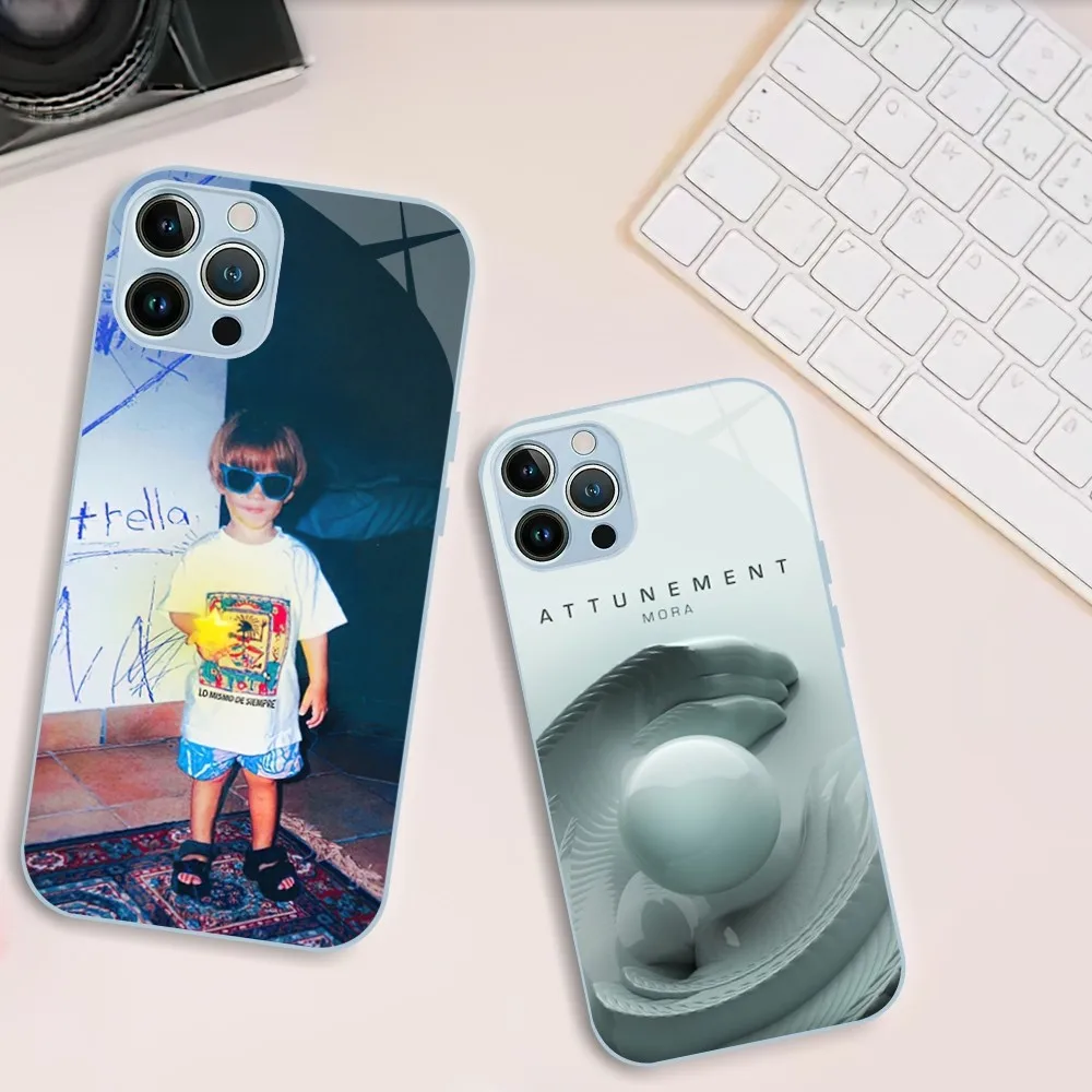 Puerto Rico Singer M-Mora Attunement Phone Case For iphone Tempered Glass 11 14 12 13 Mini Pro Plus X XS MAX XR Cover